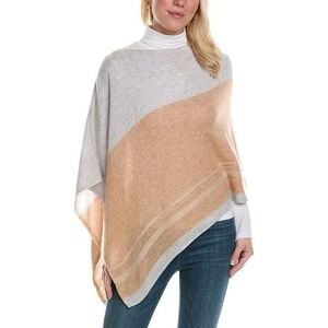 J. Mclaughlin Bridget 100% Cashmere Poncho Color block‎ Gray Tan